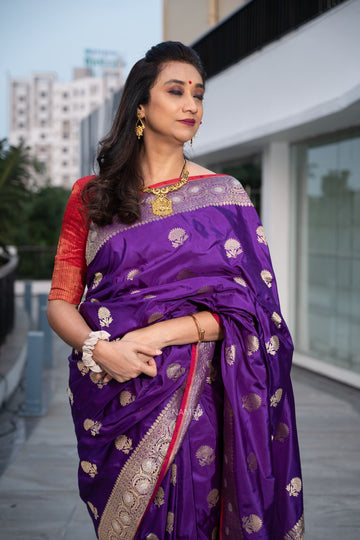 Katan Double Tani Buti Banarasi Saree
